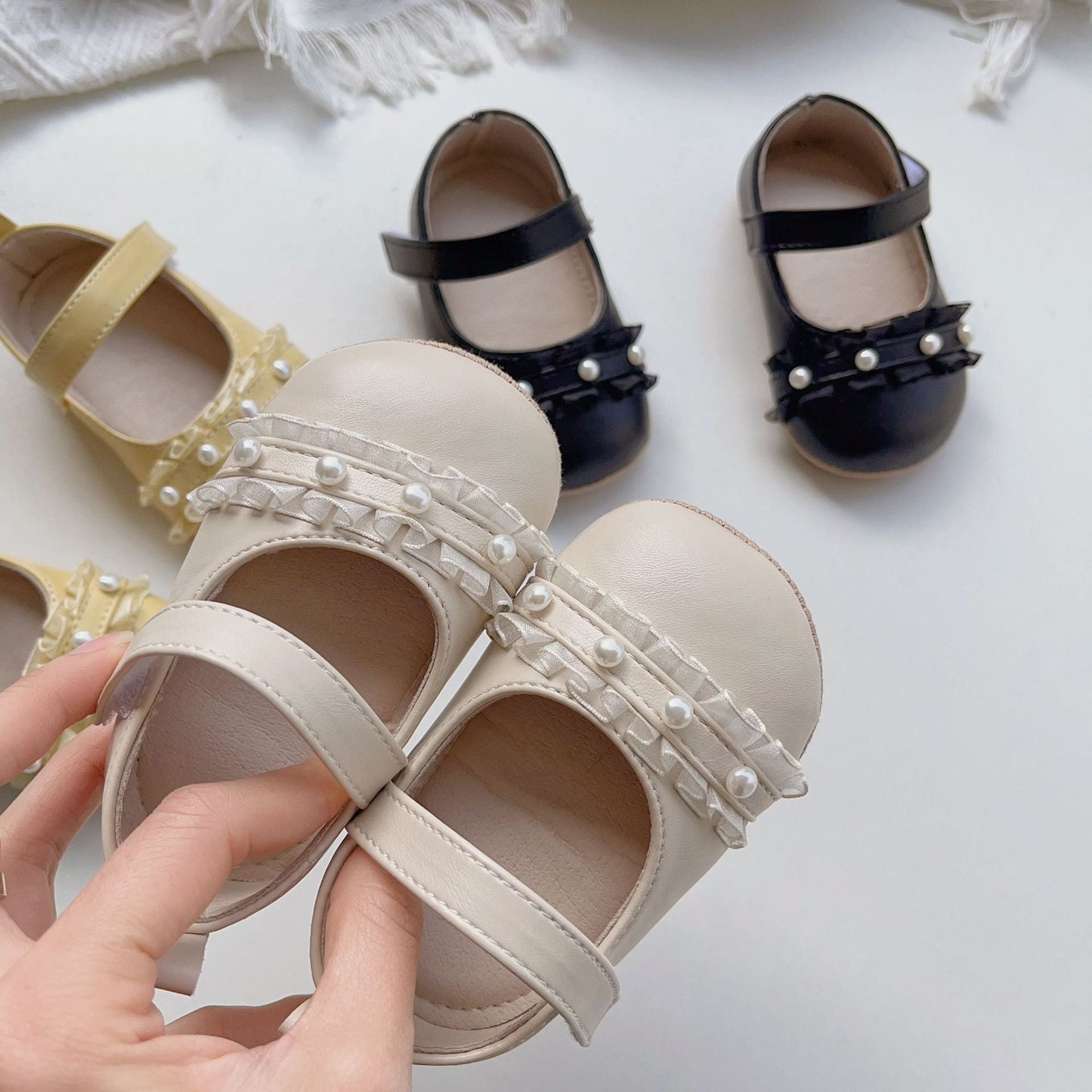 Arrival Baby Girl Beaded Toddler Soft-Sole Anti-Slip Walking Shoes